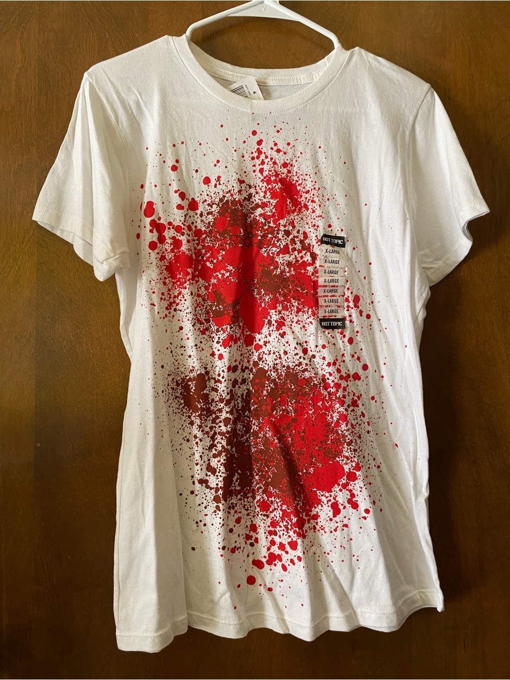 *NWT* Hot Topic White Tee with Black 'Black Matter' Print and Red Splatter